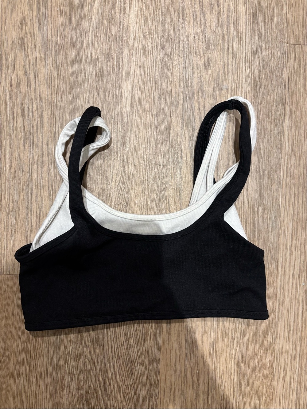 Free People Black and White Layered Sports Bra